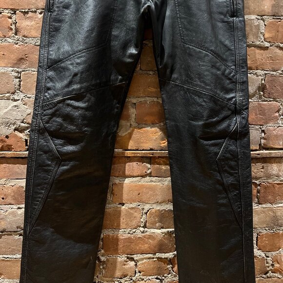 Diesel “Industry Division” Black Washed Leather Pants - Picture 4 of 12